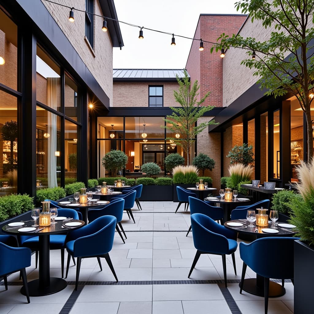 Art Deco Navy Outdoor Patio